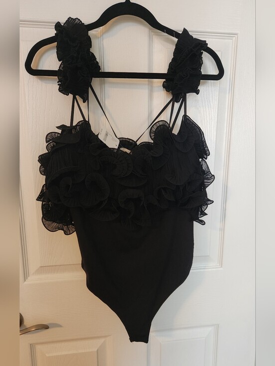 Intimately By Free People Other - Intimately Free People Ruffled Black One-Piece Bodysuit